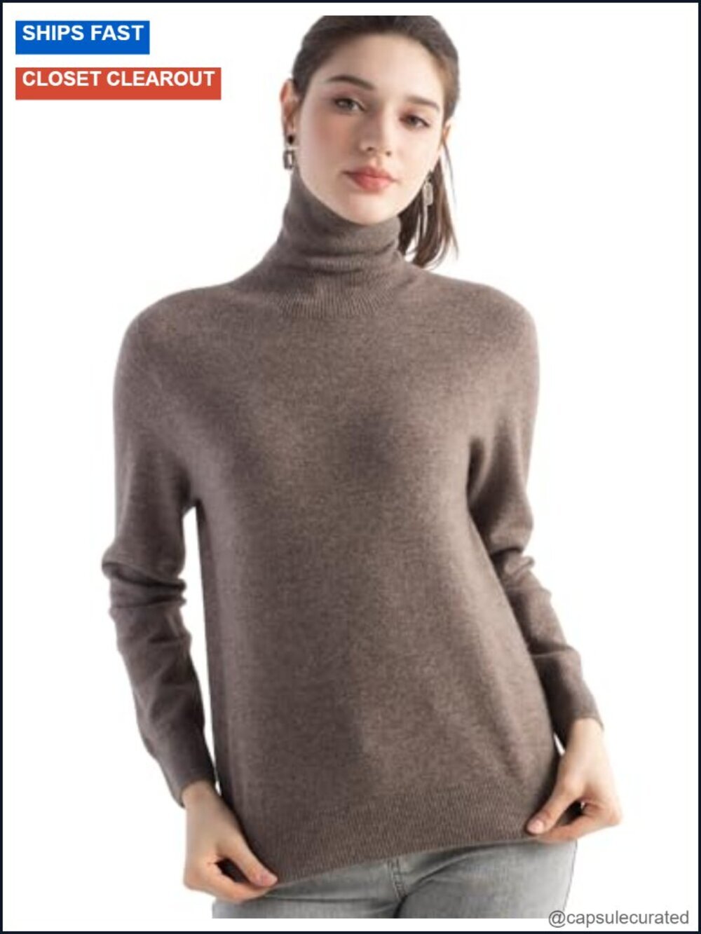 100% Pure Cashmere Turtleneck Sweater Long Sleeve Warm Soft Knit Pullover